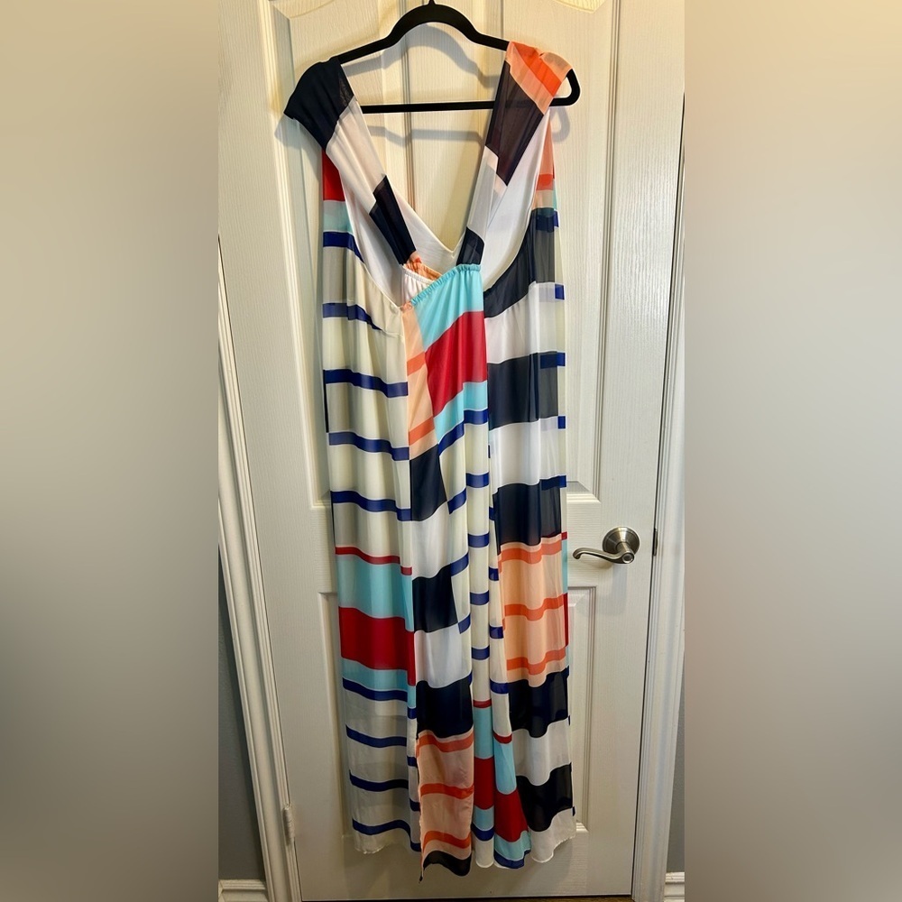 🩵❤️”Lane Bryant” Nautical Inspired Maxi Sundress Flowy Fully Lined Size 20❤️🩵 - Picture 3 of 9